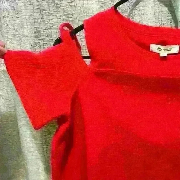 Madewell Skylark Cold Shoulder Red Swing Top Size Small #618-5 - Picture 6 of 8